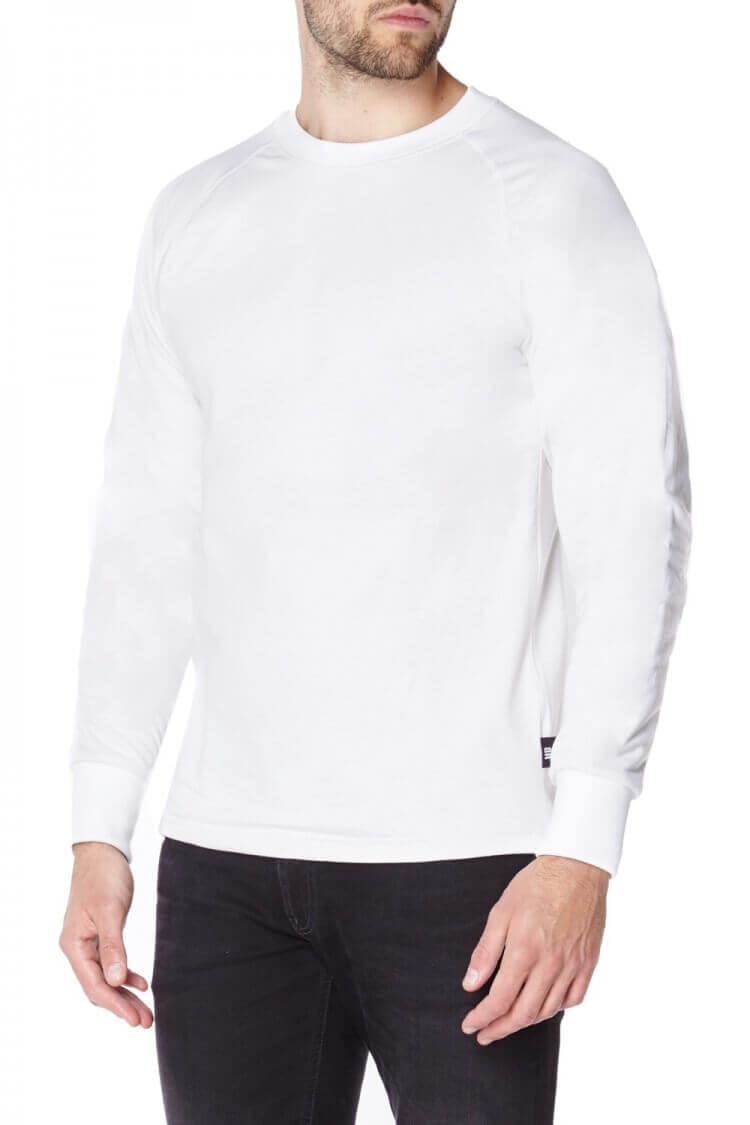 White Long sleeved T-shirts lined with Anti-Slash DUPONT ™ KEVLAR ® FIBRE front view