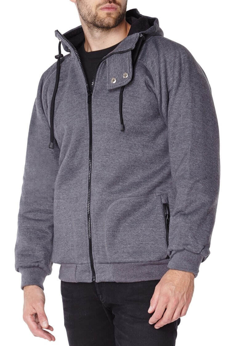 Titan Depot GREY ANTI-SLASH HOODED TOP LINED WITH DUPONT KEVLAR FIBRE front view