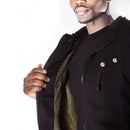 hooded top with hidden protection from knife knives blade and sharp objects. designed for the Street to keep you safe from knife attacks and robberies