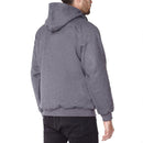 back view of the slash resistant hoodie. protects from cut and chop up to level 2 in a knife attack. protects from knives blades and sharp objects and weapons