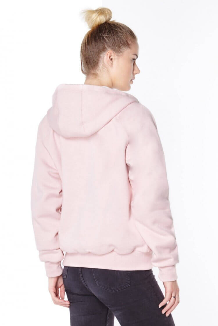 Ladies Pink Anti-Slash Hooded Top Lined with Dupont ™ Kevlar ® Fibre back view