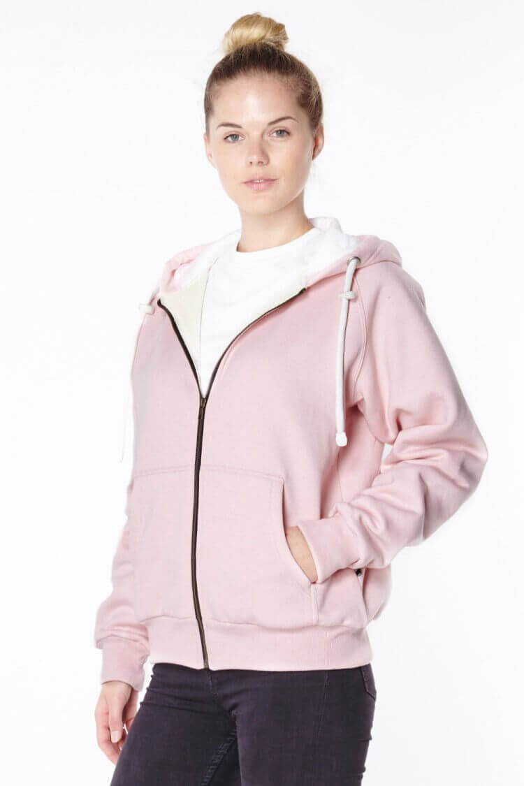 Ladies Pink Anti-Slash Hooded Top Lined with Dupont ™ Kevlar ® Fibre front view