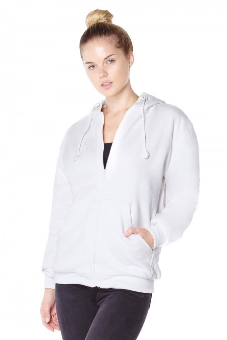 Titan Depot Ladies White Anti-Slash Hooded Top Lined With Dupont ™ Kevlar ® Fibre front view