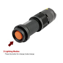 300 Lumen Zoomable LED Flashlight - 3 modes adjustable focus beam back view