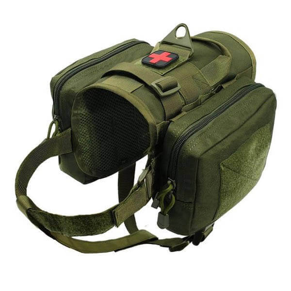 Titan Depot Dog Tactical Training Harness With Detachable Molle Pouch green